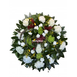 Corona floral hortensias...