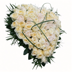 Corazon luz rosas blancas